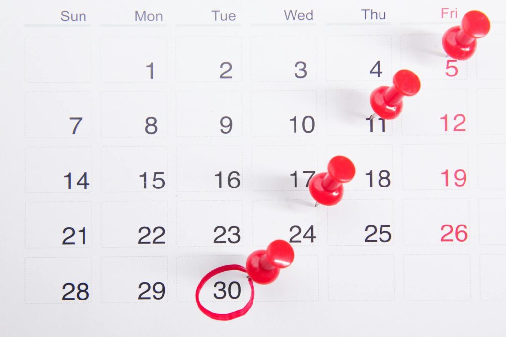 Image highlighting a calendar with important filing deadlines marked. — factors affecting injury claim settlement