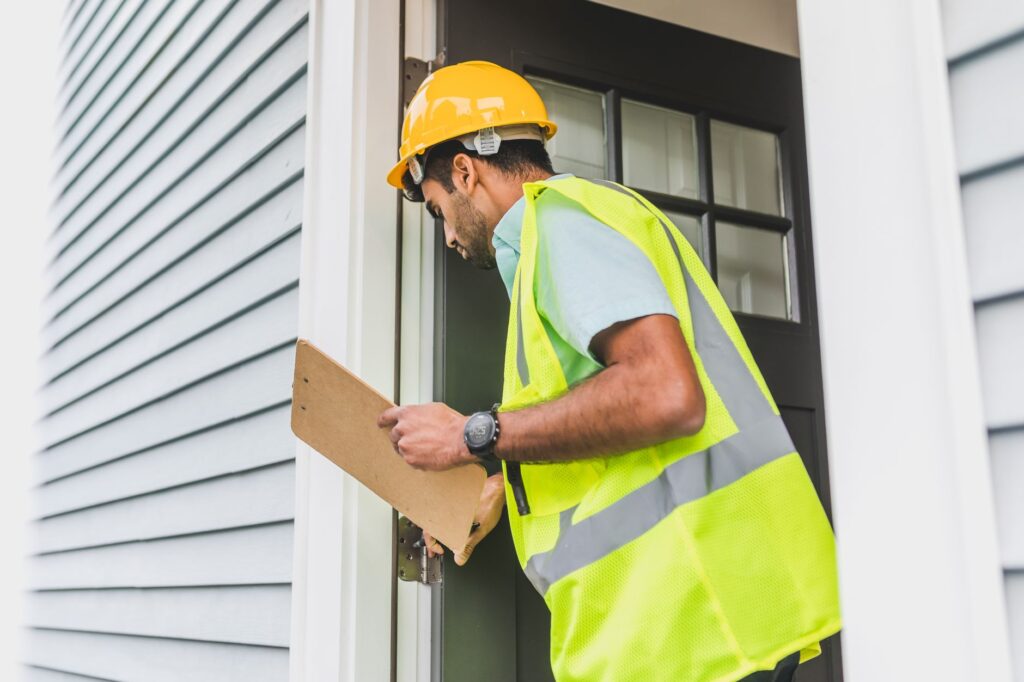 A photograph of an insurance adjuster assessing a claim in the field. — insurance adjuster injury claim