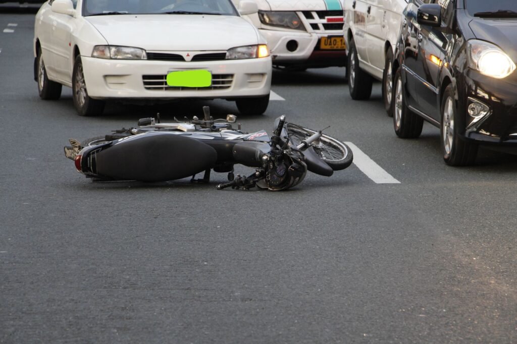 A graphic showing common types of motorcycle accident injuries, including statistics related to motorcycle accident injury claims.