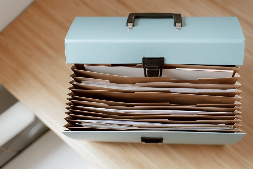 A sample organized folder of injury claim paperwork. — injury claim documentation