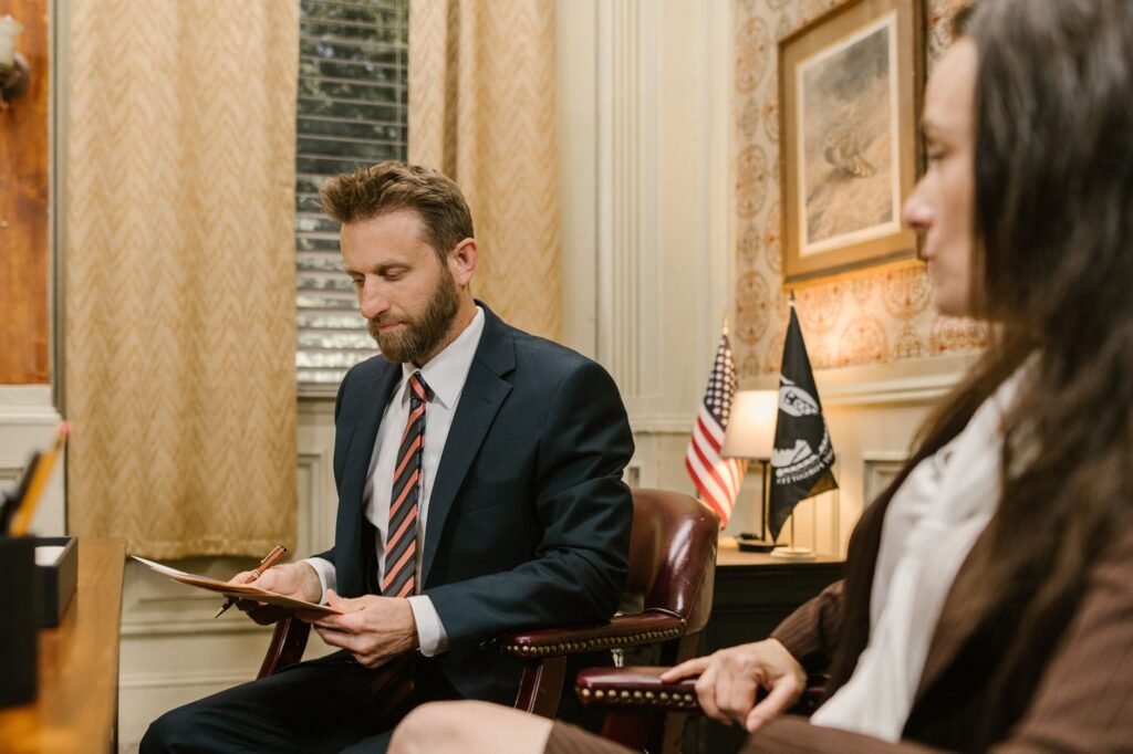 An image of a person consulting with a personal injury attorney. — personal injury claim value