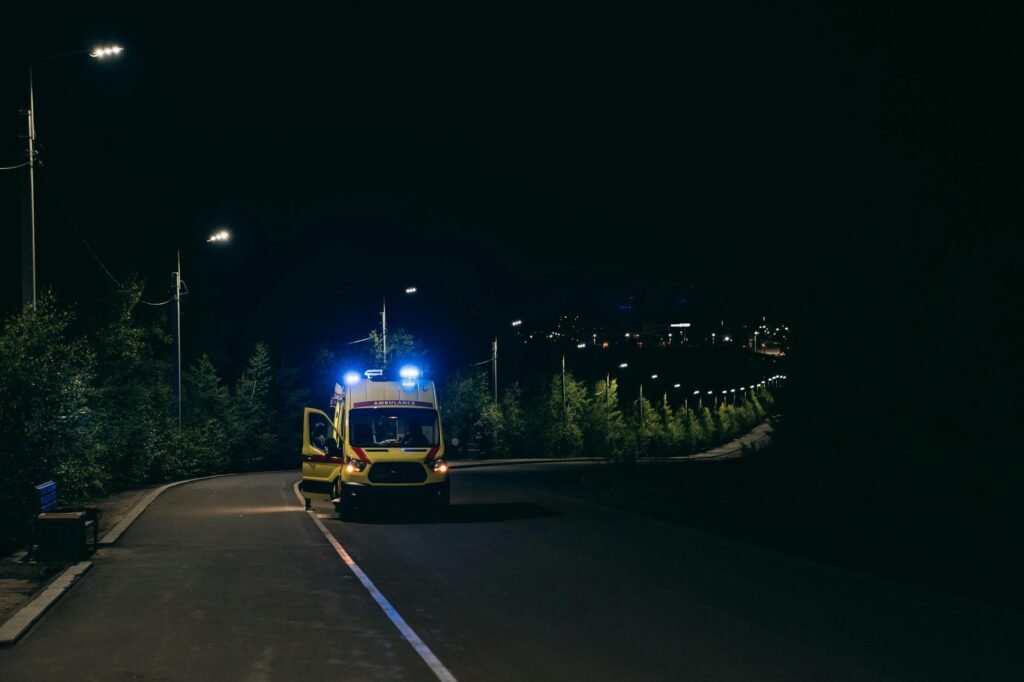 An image of a person calling emergency services after an accident. — post-accident checklist