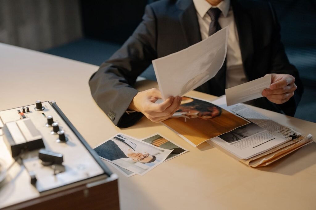 Photo of a claimant preparing documentation for an injury claim investigation process